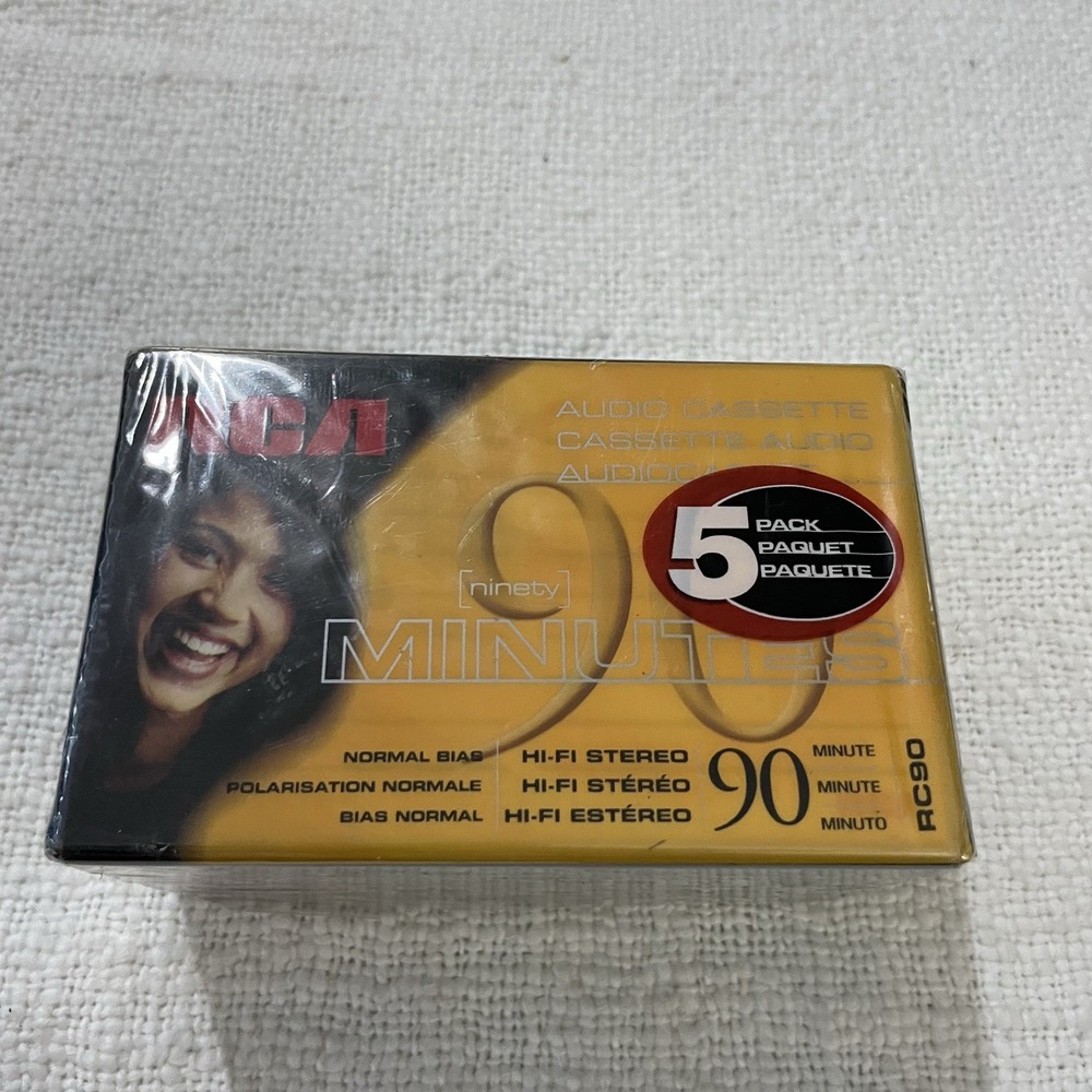 RCA 5 pack Audio Cassettes 90‎ minute 4 In Pack Normal Bias Hi-Fi Stereo Tape